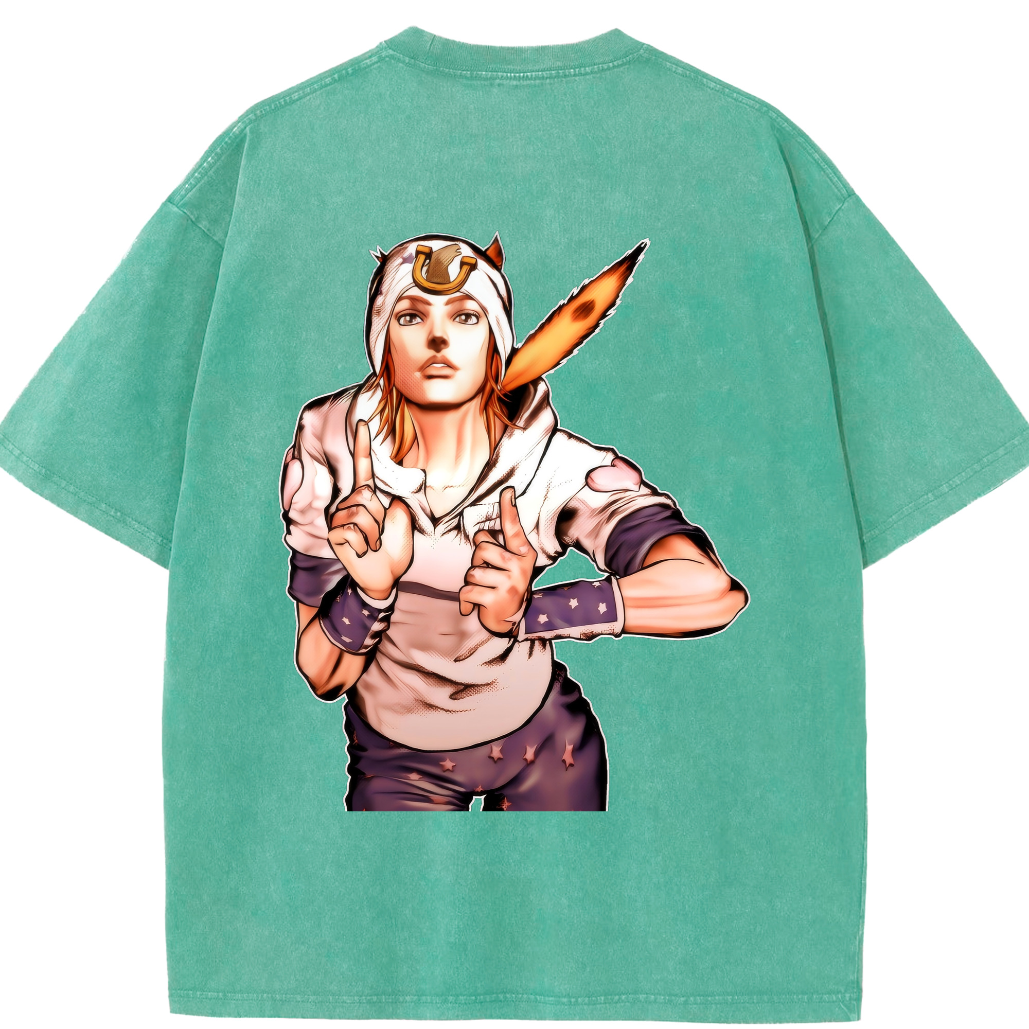 （画像用） ジョジョの奇妙な冒険 ジョナサン?ジョースター JoJo's Bizarre Adventure Jonathan Joestar 綿100% ヴィンテージ風 半袖Tシャツ（背面プリント）